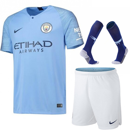 Manchester City 18/19 Home Soccer Sets (Shirt+Shorts+Socks)